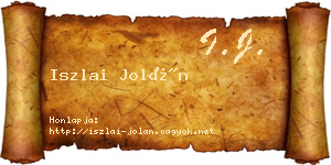 Iszlai Jolán névjegykártya