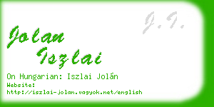 jolan iszlai business card